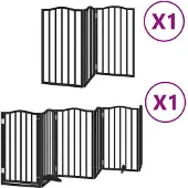 vidaXL Hondenhek inklapbaar 9 panelen 450 cm populierenhout zwart