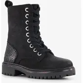 Groot suède meisjes veterboots zwart maat 23