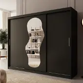 Meubella - Kledingkast Ulysses - Zwart - 250 cm - Met spiegel
