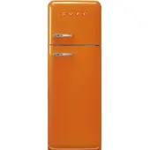 Smeg Koelkast Retro Vrijstaande ijskast Koelkast, Jaren 50, Dubbeldeurs, Vrijstaand , Positie scharnier: Rechts, Oranje
