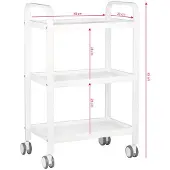 Activ Cosmetische Assistententafel HS-09 Wit – 3 Planken – Metalen Roltafel – Verrijdbaar – Professionele Salon Trolley