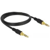 DeLOCK 85547 Jackplug Audio Verbindingskabel [1x Jackplug male 3,5 mm - 1x Jackplug male 3,5 mm] 1 m Zwart
