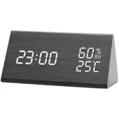 INF LED houten wekker, met temperatuur en vochtigheid
