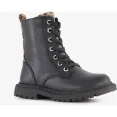 Blue Box meisjes veterboots met luipaardprint zwart maat 27