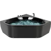 Beliani MEVES - Hoekbad whirlpool - Zwart - 140 x 140 cm - Acryl