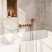 Brauer Stripe inbouw badkraan met 3 standen handdouche koper geborsteld PVD
