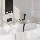 Brauer Stripe inbouw badkraan met drukknoppen en 3 standen handdouche zwart mat