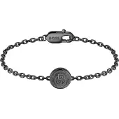 BOSS Zwartgecoate armband met Double B-monogrammedaillon Maat M