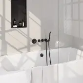 Brauer Stripe inbouw badkraan met badvulcombinatie en staafhanddouche zwart mat