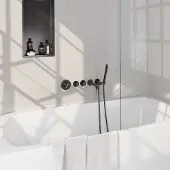 Brauer Stripe inbouw badkraan met staafhanddouche gunmetal geborsteld PVD