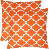 Homescapes buitenkussens – set van 2 tuinkussens & sierkussens voor tuin – waterafstotend & weerbestendig – 45x45 cm – oranje, “Geometrisch” – voor tuin & terras