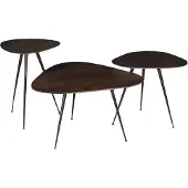LivingFurn salontafel loua brown set of 3 mangohout