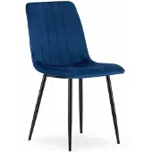 Leobert Eetkamerstoel LAVA - Donkerblauw - Zwarte Metalen Poten - Velvet Bekleding - Industriële Stijl, Max. 110 kg, Ergonomisch Design, Comfortabele Zitting
