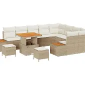 vidaXL Tuinset met 12 stukken, 11 zitplaatsen, beige, polyrotan