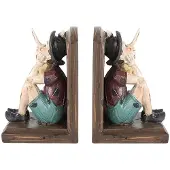 Clayre & Eef Boekensteunen Set van 2 Pinokkio 24x11x17 cm Bruin Kunststof