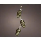 Lumineo Strengverlichting Dennenappel 5,7x28cm Grijs grijs Glas Lumineo Kerstverlichting