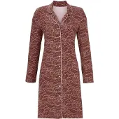 Ringella Bruin doorknoopnachthemd organische print - Bruin - Maat - 46