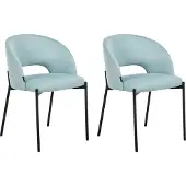 Beliani PENNY - Eetkamerstoel set van 2 - Lichtblauw - Polyester