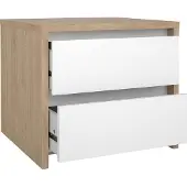 Ebuy24 Next nachtkastje 2 lades hoogglans wit.
