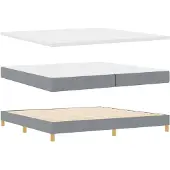 vidaXL Boxspring bed met hoofdeinde Lichtgrijs 200 x 200 cm Stof