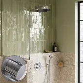 Saniclear Evolution Stripes inbouw regendouche rond met 2 standen handdouche chroom