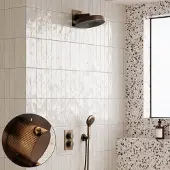 Saniclear Evolution Stripes inbouw regendouche met 2 standen handdouche verouderd messing
