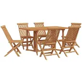 vidaXL Tuin Eettafel Set 7 st Bruin Massief Teakhout