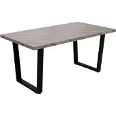 Mendler Eettafel -O61, tafel keukentafel eettafel, industrieel MDF metaal 160x90cm ~ marmerlook grijs