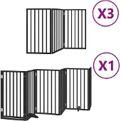 vidaXL Hondenhek inklapbaar 15 panelen 750 cm populierenhout zwart