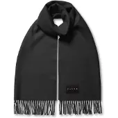 Falke Basic Stola With Fringes sneldrogend warm wol wintersjaal unisex zwart - maat ONESIZE