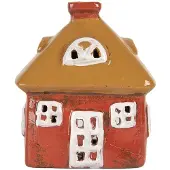 Clayre & Eef Waxinelichthouder Huis 9x6x10 cm Rood Keramiek