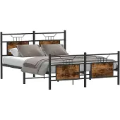 vidaXL Bedframe zonder matras, gerookt eikenhout, 150x200 cm, houtvezel