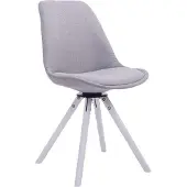 CLP bezoekersstoel Troyes, bekleed met stof, ronddraaibaar, met ronde houten poten, grijs frame, witte bekleding