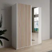 Meubella - Kledingkast Deliryon - Wit - 150 cm - Met spiegel
