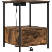 vidaXL Nachtkastje Rook Eiken 42 x 41 x 56 cm Bewerkt hout