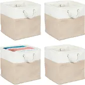 Relaxdays opbergmand linnen - set van 4 - 30x30x30 cm - badkamer - speelgoed