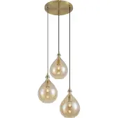 QAZQA Moderne hanglamp goud met amberkleurig glas 3-lichts - Traditional