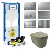 Geberit up320 toiletset civita set 49 rimless mat legergroen met sigma drukplaten