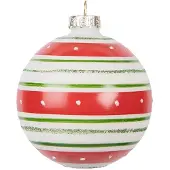 Clayre & Eef Kerstbal Overig Ø 8x8 cm Rood Glas Kerstballen