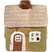 Clayre & Eef Waxinelichthouder Huis 8x7x10 cm Groen Keramiek