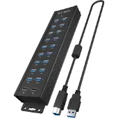 Icy Box USB 3.2 Gen 1 Hub - - IB-HUB1720-U3 - 20 Poorten - Aluminium - Snelladen