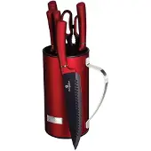Berlinger Haus Messenset Burgundy Rvs/acryl Zwart/rood 7-delig