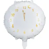 Party Deco Partydeco - Folieballon klok wit goud - 45 cm