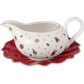 Villeroy & Boch Toy's Delight sauskan 50 cl met schoteltje Wit-rood