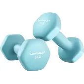 Songmics Hexagon dumbbells voor thuis met neopreen coating, Lichtblauw / 2 x 2 kg