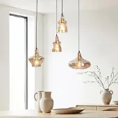 LumenXL Retro hanglamp Maracas met amber glas - 4-lichts
