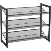 Songmics Metalen schoenenrek met 3 niveaus, Zwart