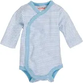 Playshoes Romper wrap body - Wit licht blauw gestreept