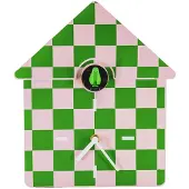 Housevitamin – Unieke Koekoeksklok Geblokt Groen/Roze – Wandklok & Kastklok – Modern – Zowel Ophangen als Neerzetten – 24×27×9 cm – Geschenk van het Jaar 2026!