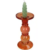 HD Collection Kaarsenhouder Glas Oranje 9x9x17,5cm